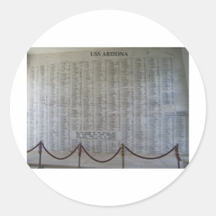 USS Arizona Plaque Classic Round Sticker