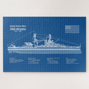 USS Arizona - Ship Blueprint Plans ABD Jigsaw Puzzle