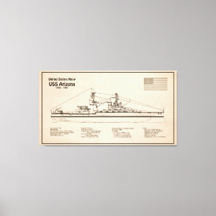 USS Arizona - Ship Blueprint Plans SD Canvas Print
