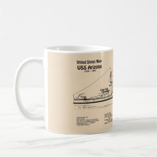 USS Arizona - Ship Blueprint Plans SD Coffee Mug