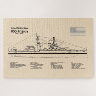 USS Arizona - Ship Blueprint Plans SD Jigsaw Puzzle