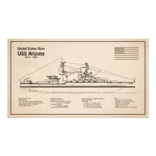 USS Arizona - Ship Blueprint Plans SD Photo Print