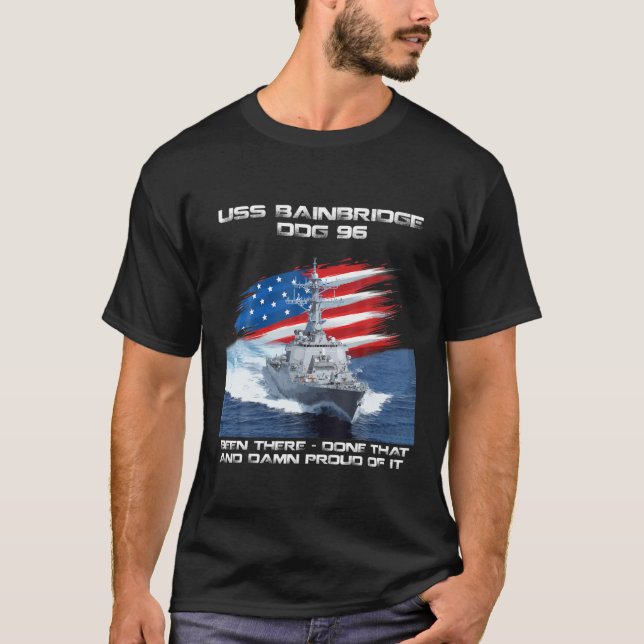 USS Bainbridge DDG-96 Destroyer Ship USA Flag Vete T-Shirt (Front)