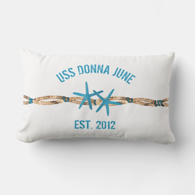 USS Boat Name Starfish and Rope Lumbar Cushion (Front)