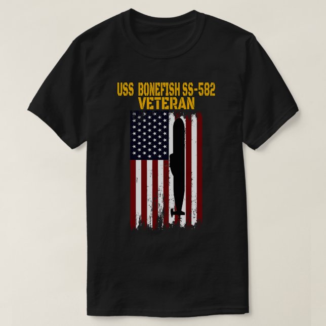 USS Bonefish SS582 Submarine Veterans Day Fathers  T-Shirt (Design Front)