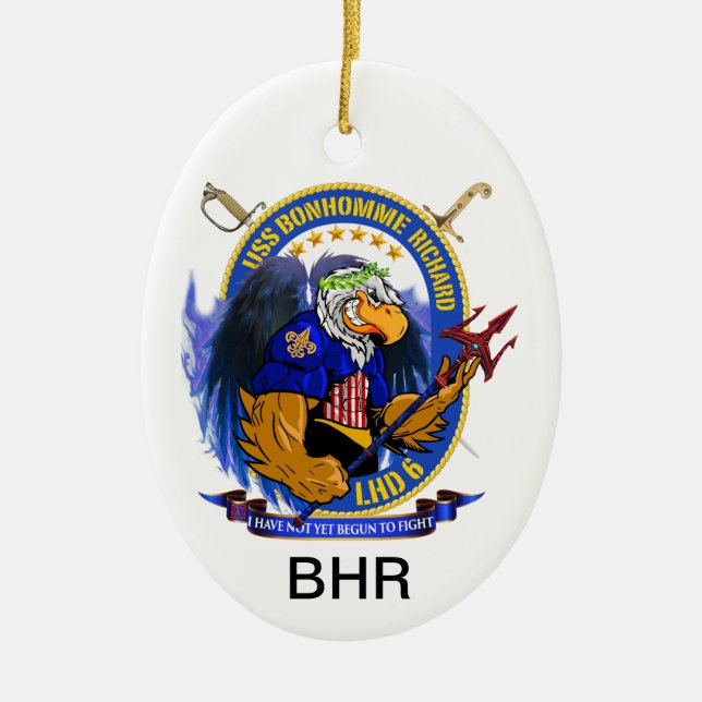 USS Bonhomme Richard LHD-6 living crest Ceramic Tree Decoration (Front)