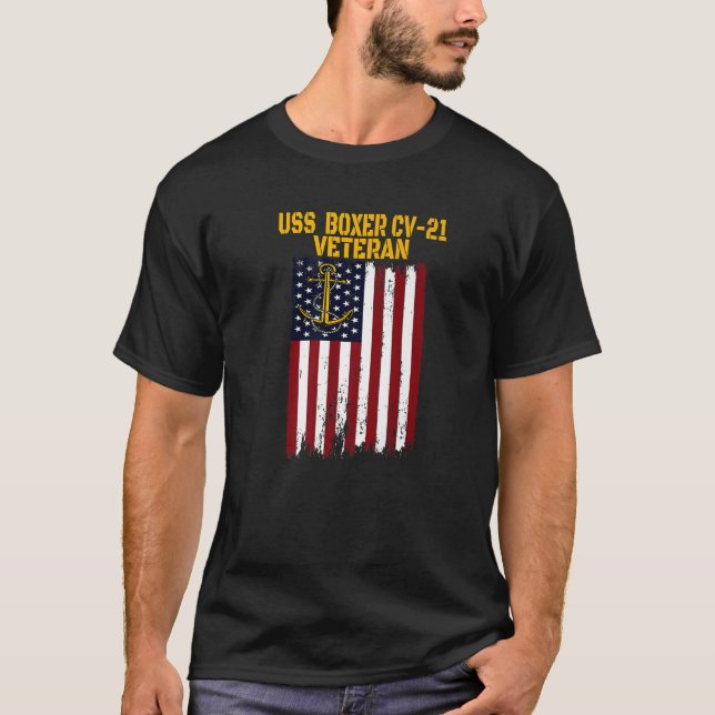 USS Boxer CV-21 Aircraft Carrier Veterans Day Dad T-Shirt (Front)