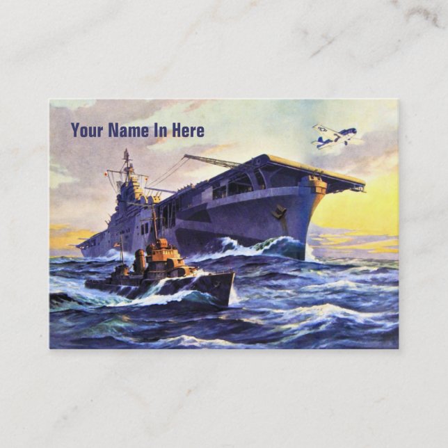 USS Bunker Hill Vintage Business Card (Front)