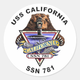 USS California SSN 781 Ship's Crest Classic Round Sticker