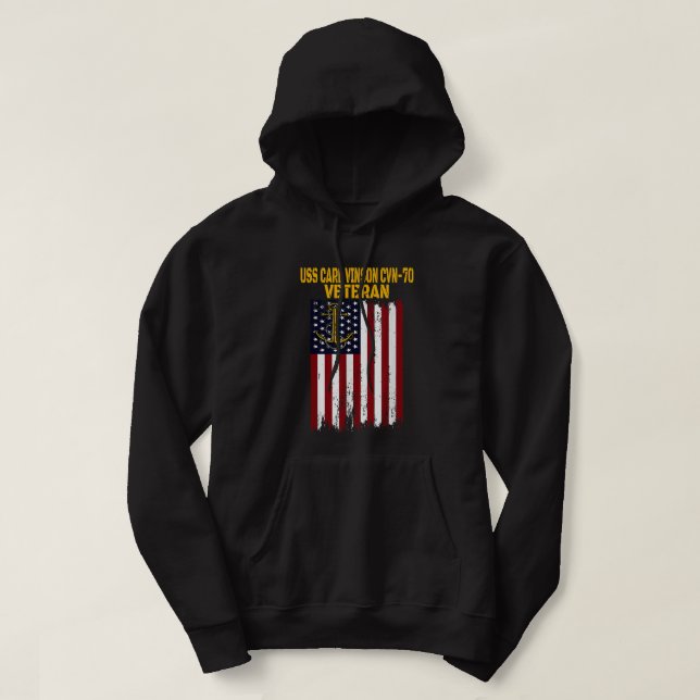 USS Carl Vinson CVN-70 Aircraft Carrier Veteran's  Hoodie (Design Front)