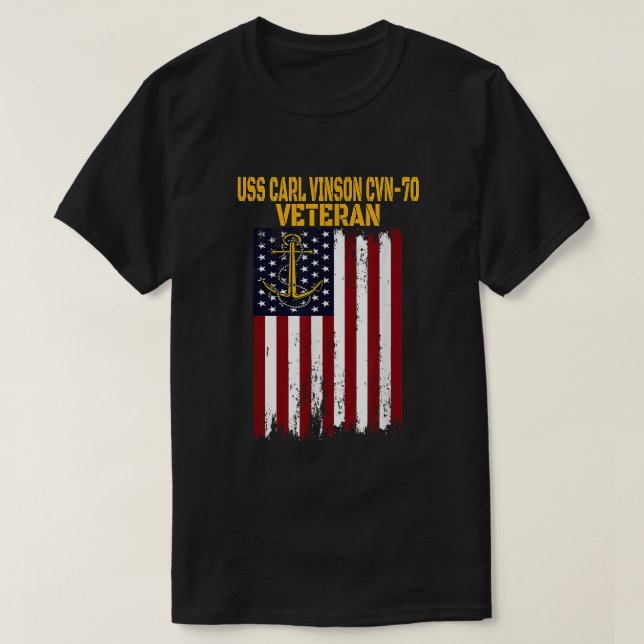 USS Carl Vinson CVN-70 Aircraft Carrier Veteran's  T-Shirt (Design Front)