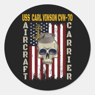 Uss Carl Vinson Cvn-70 Veterans Day Dad Boy Son Gr Classic Round Sticker