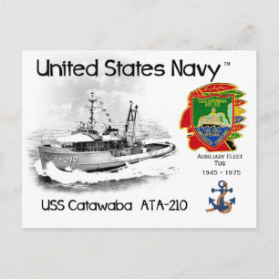 USS CATAWABA ATA-210 AUXILIARY TUG POSTCARD