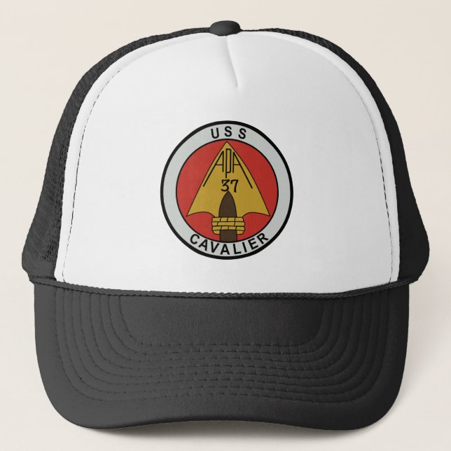 USS CAVALIER  APA 37 ATTACK TRANSPORT SHIP MILITAR TRUCKER HAT (Front)