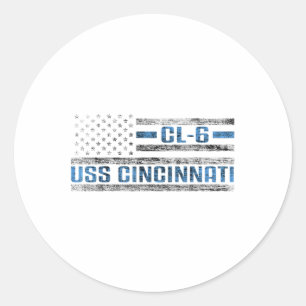 Uss Cincinnati World War Cruiser Cl-6 Us Army  Classic Round Sticker
