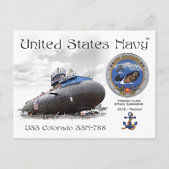 USS COLORADO SSN-788 SUBMARINE POSTCARD (Front)