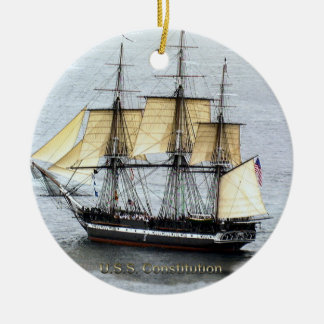 USS Constitution at Full Mask Ceramic Tree Decoration