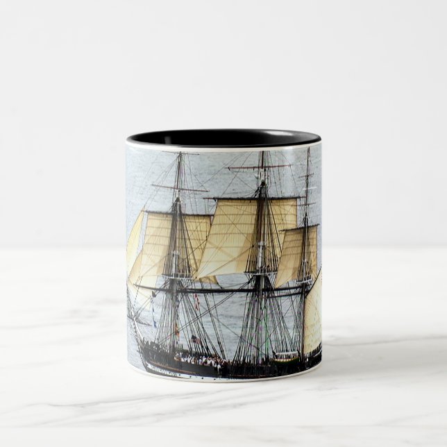 USS Constitution at Full Mask Two-Tone Coffee Mug (Center)