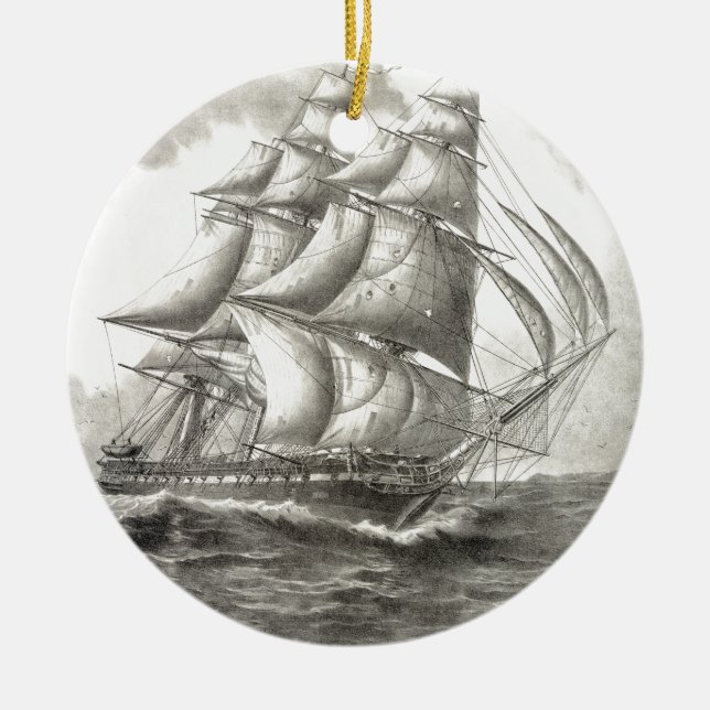 USS Constitution Ceramic Tree Decoration (Front)