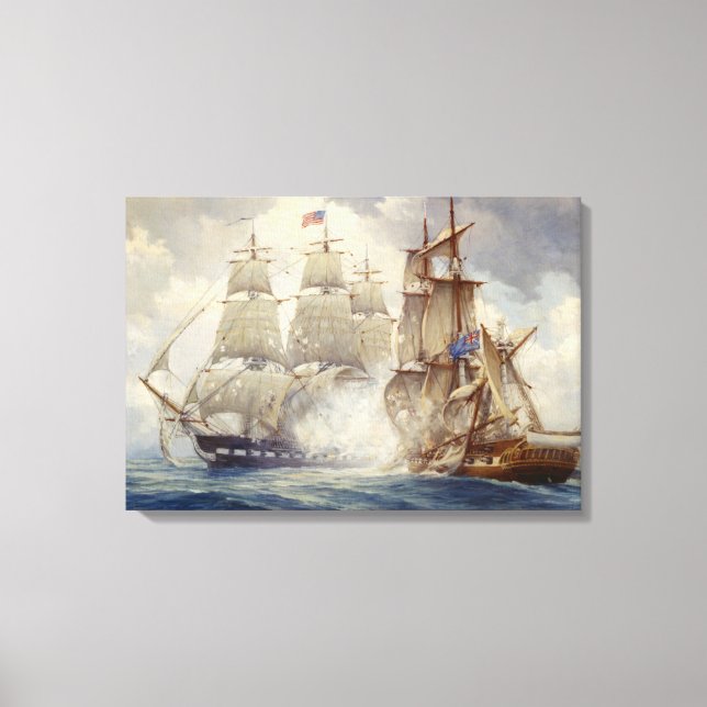 USS Constitution Defeats H.M. Frigate Java Canvas Print (Front)
