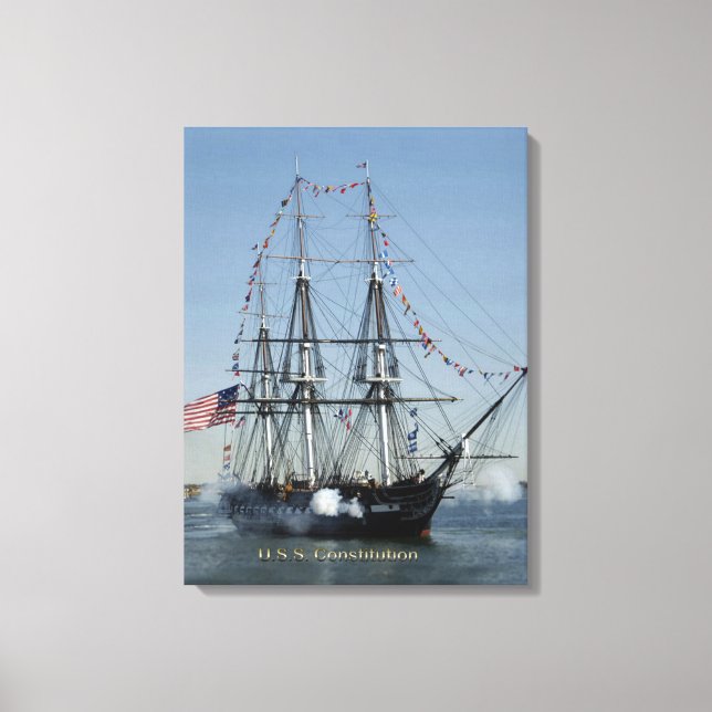 USS Constitution Firing Cannons Canvas Print (Front)