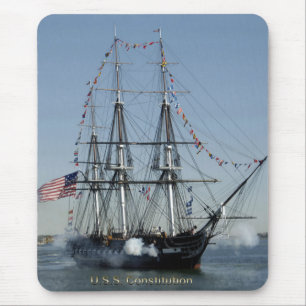 USS Constitution Firing Cannons Mouse Mat