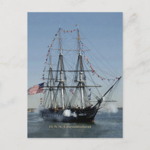 USS Constitution Firing Cannons Postcard