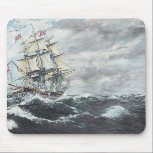 USS Constitution heads for HM Frigate Guerriere Mouse Mat