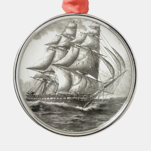 USS Constitution Metal Tree Decoration (Front)