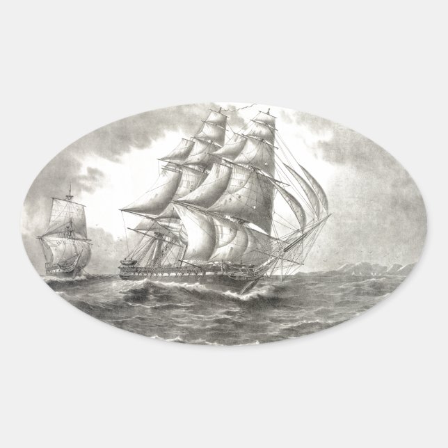 USS Constitution Oval Sticker (Front)