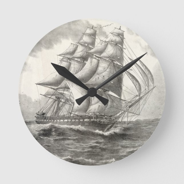 USS Constitution Round Clock (Front)