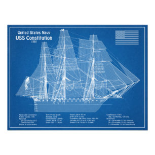 USS Constitution - Ship Blueprint Plans ABD Photo Print