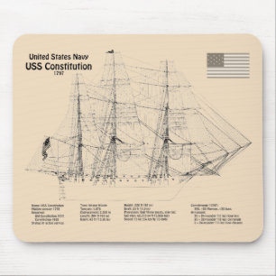 USS Constitution - Ship Blueprint Plans SD Mouse Mat