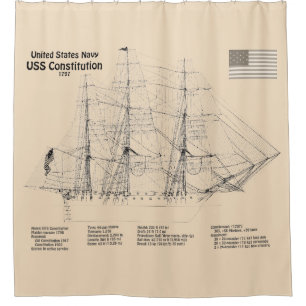 USS Constitution - Ship Blueprint Plans SD Shower Curtain