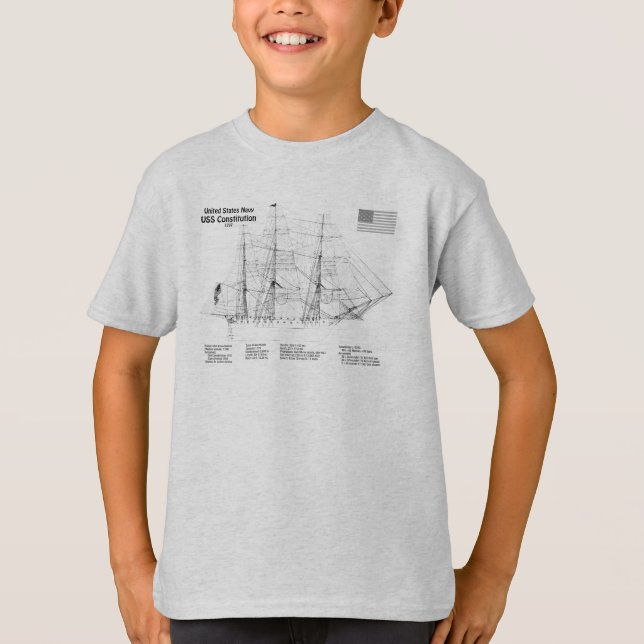 USS Constitution - Ship Blueprint Plans SD T-Shirt (Front)