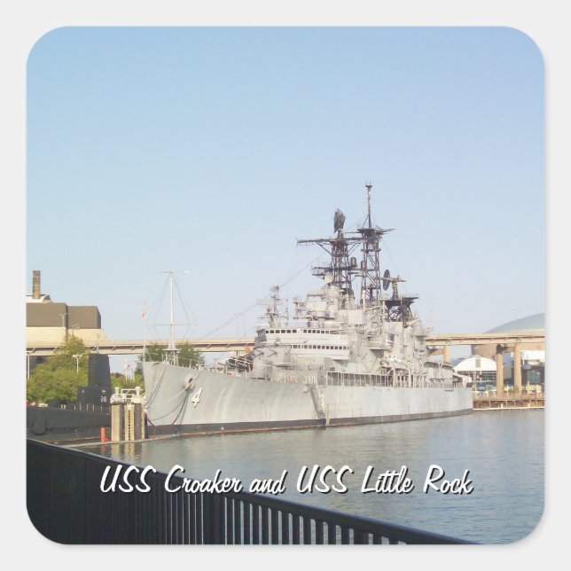USS Croaker and USS Little Rock Square Sticker (Front)