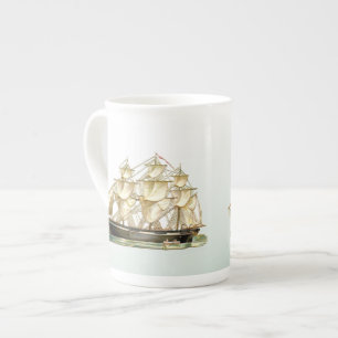 USS Dad Vintage Tall Ship Bone China Mug