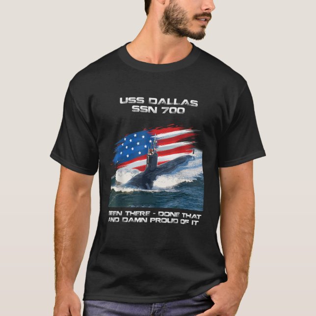 USS Dallas SSN 700 American Flag Submarine Veteran T-Shirt (Front)