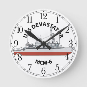 USS Devastator MCM-6 Round Clock