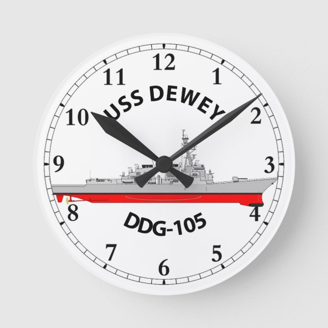 USS DEWEY - DDG-105 - ARLEIGH BURKE  ROUND CLOCK (Front)