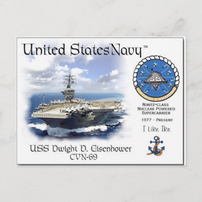 USS DWIGHT D. EISENHOWER CVN-69  Postcard (Front)