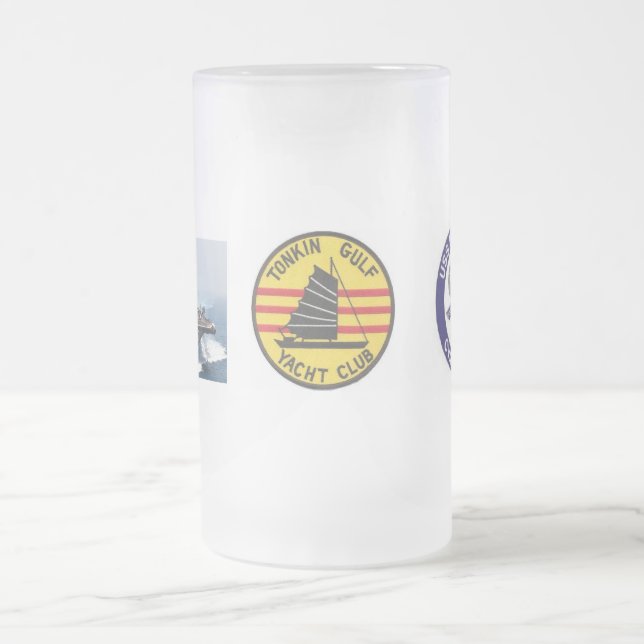 USS ENTERPRISE CVAN 65 FROSTED GLASS BEER MUG (Center)