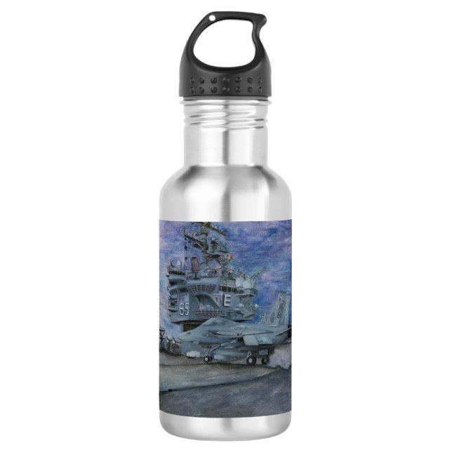 USS ENTERPRISE CVN-65 Flight Deck 532 Ml Water Bottle (Front)