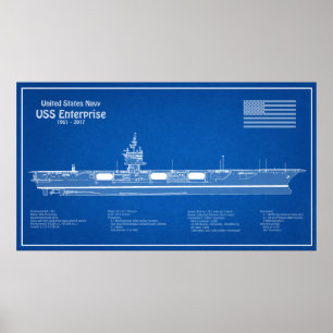 USS Enterprise - Ship Blueprint Plans ABD Poster