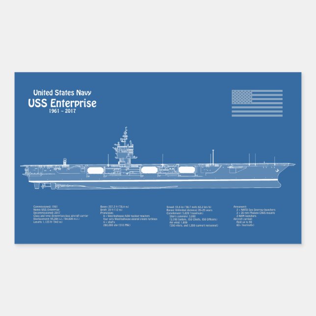 USS Enterprise - Ship Blueprint Plans ABD Rectangular Sticker (Front)