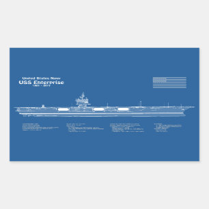 USS Enterprise - Ship Blueprint Plans ABD Rectangular Sticker