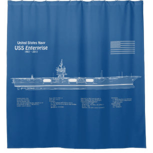 USS Enterprise - Ship Blueprint Plans ABD Shower Curtain