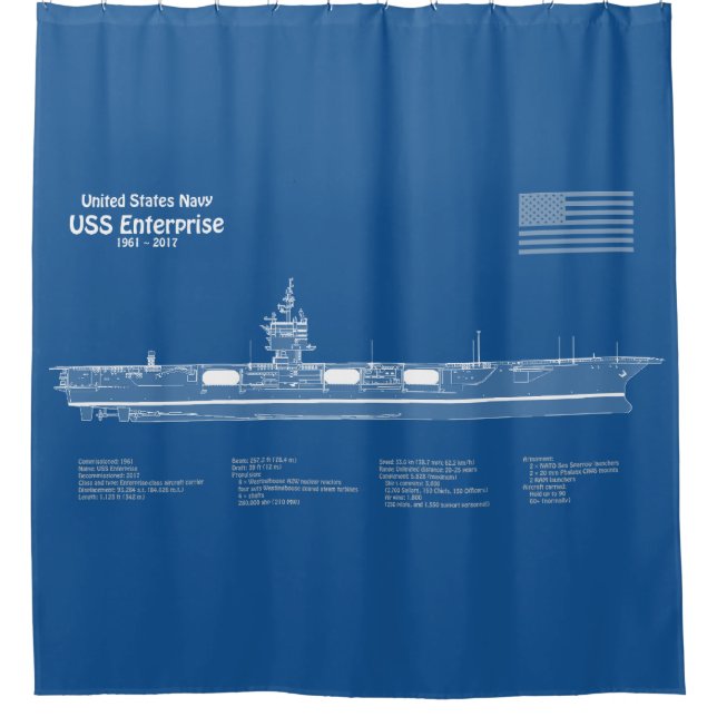 USS Enterprise - Ship Blueprint Plans ABD Shower Curtain (Front)