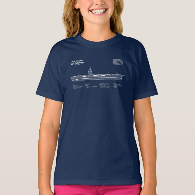 USS Enterprise - Ship Blueprint Plans ABD T-Shirt (Front)