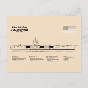 USS Enterprise - Ship Blueprint Plans SD Postcard